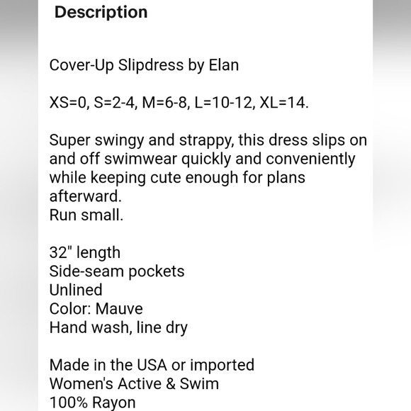 Elan Cover-Up Slipdress Size L - Picture 8 of 8